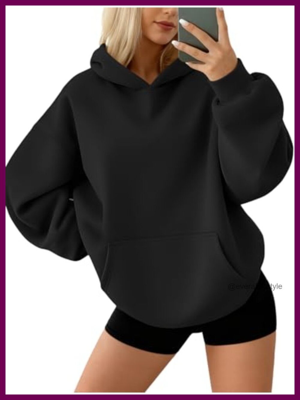 Oversized Fleece Hoodie Pullover Sweatshirt Drop Shoulder Pocket Womens